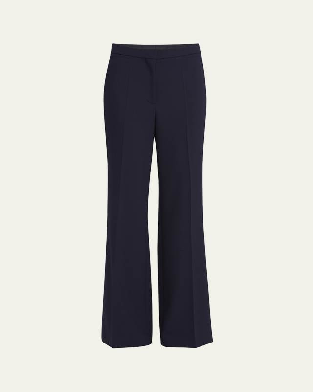 High-Rise Flare Crepe Trousers